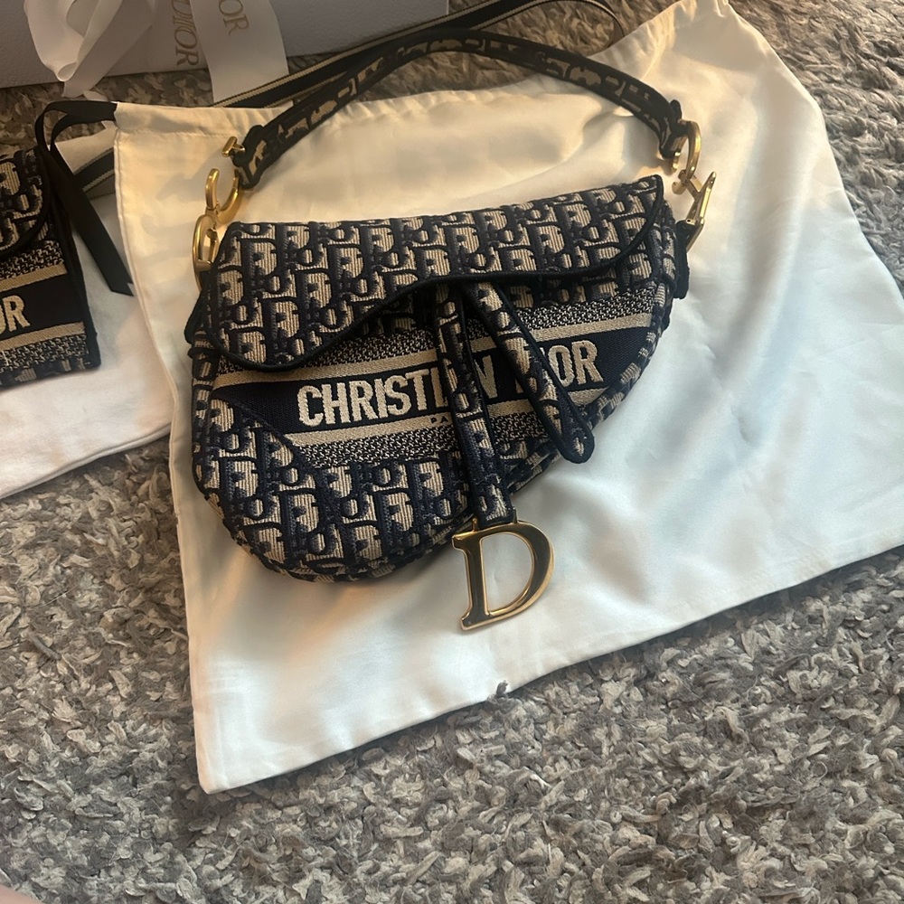 AUTHENTIC Christian Dior Oblique Saddle Bag – Blue Jacquard - Picture 10 of 16